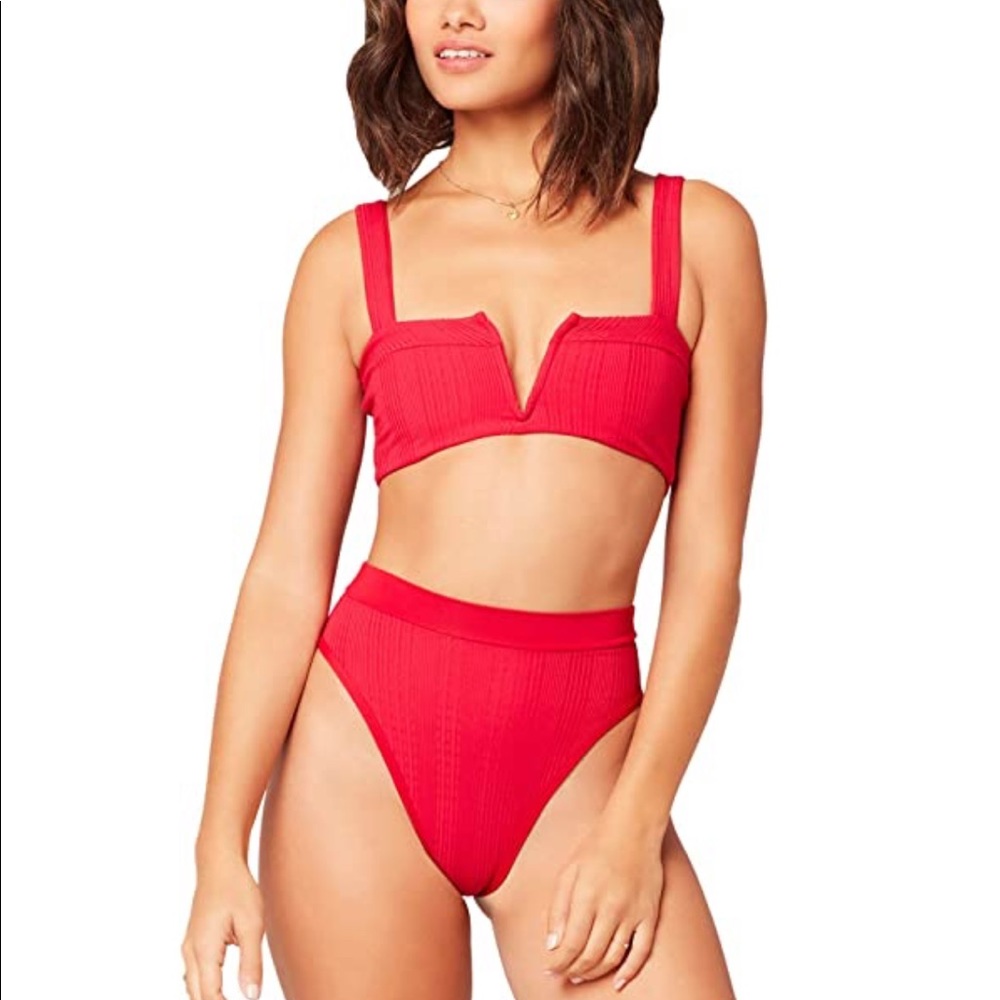 l*space Ribbed Red High-Waist Bikini